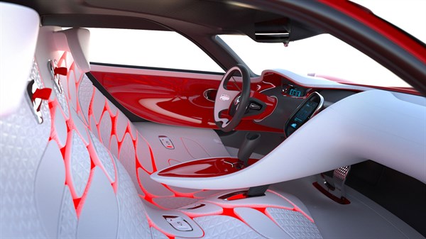Renault DEZIR concept car interior view with cabin and front seats